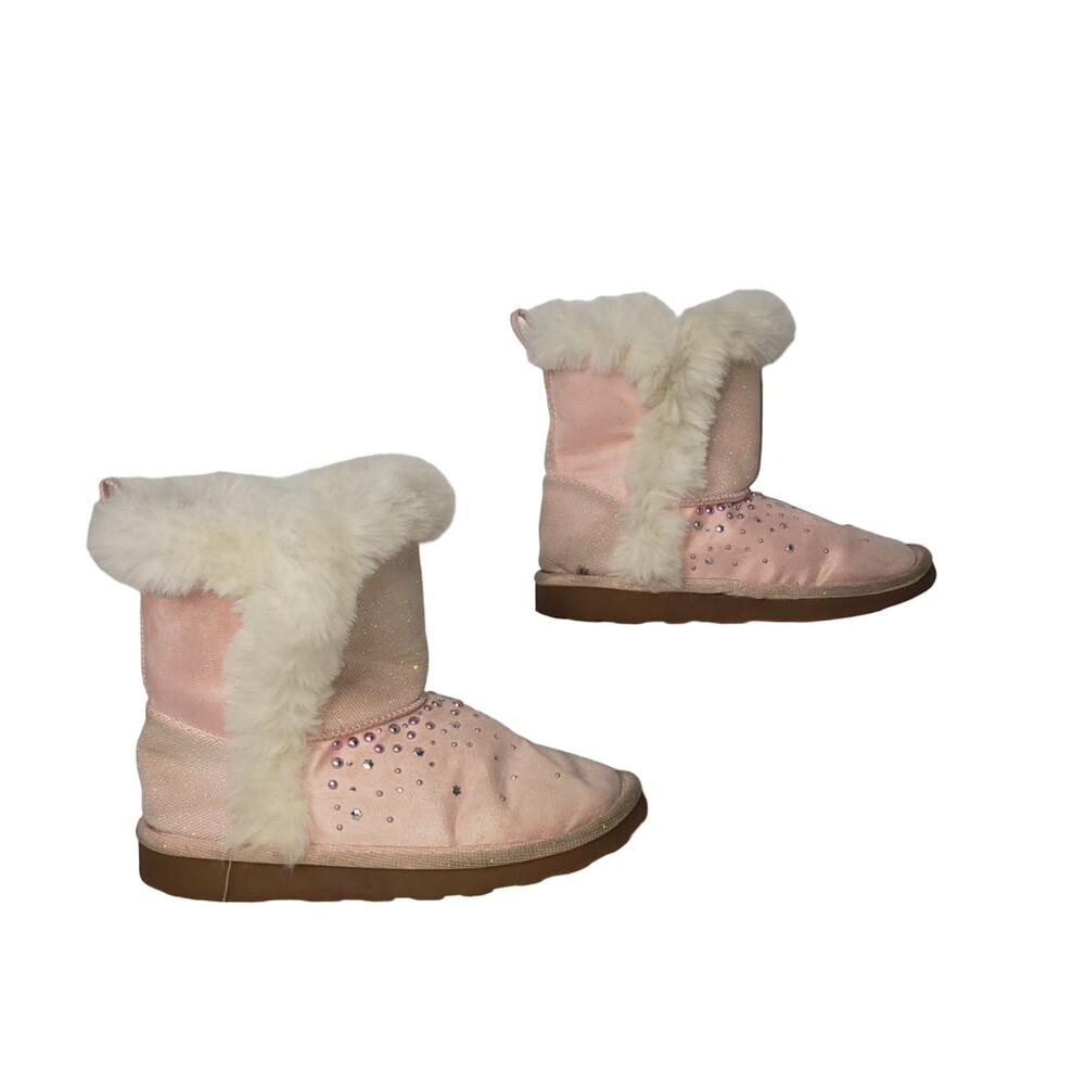 JUSTICE Girl's Pink Faux Fur Boots Booties Size 2